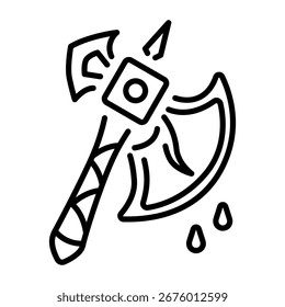 Un icono lineal que representa un hacha de caza