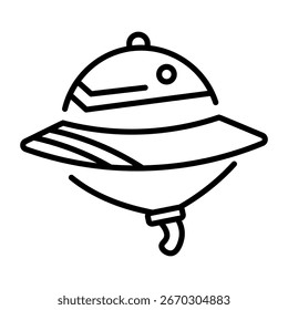 Ein lineares Symbol, das eine Dschungelhutkappe darstellt