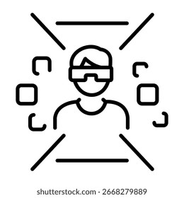 A linear icon depicting the metaverse environment