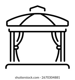 A linear icon depicting an outdoor canopy 