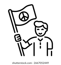 Um ícone linear mostrando a marcha pacífica de protesto