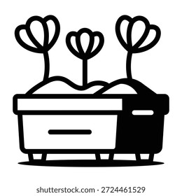 A linear icon depicting potted plants