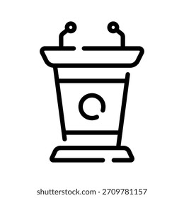 Ein lineares Symbol, das ein öffentliches Sprechrostrum darstellt