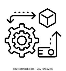 Linear icon depicting rapid prototyping process 