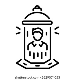 A linear icon depicting teleportation technology 