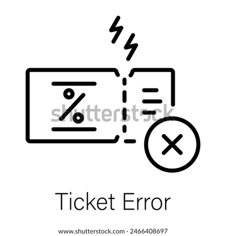 Here’s a linear icon depicting ticket error 