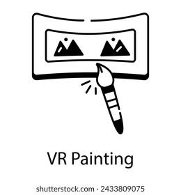 Here�s a linear icon depicting vr painting