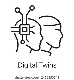 Here’s a linear icon of digital twins 