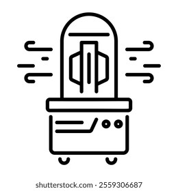 A linear icon of a disinfectant robot 
