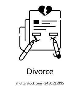 Here’s a linear icon of divorce paper