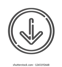 Linear icon for downloading from the site. down arrow Vector graphics