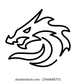 A linear icon of a dragon head tattoo design