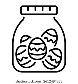 A linear icon of an easter egg jar