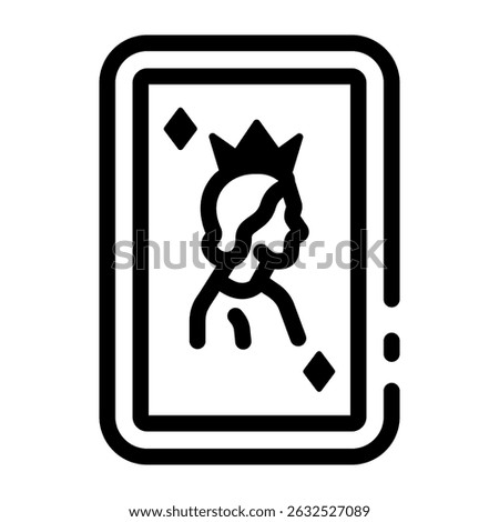 A linear icon of elegant queen card design
