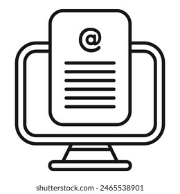 Linear icon of an email letter on a computer screen, illustrating online communication