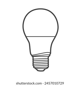 Linear icon of an energy-efficient light bulb, a bulb that saves energy compared to traditional bulbs. Simple black-and-white vector illustration in line art style.