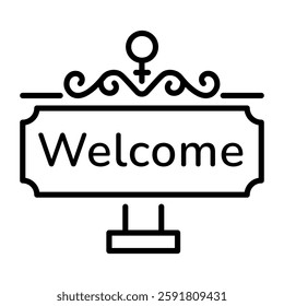 A linear icon of event welcome board