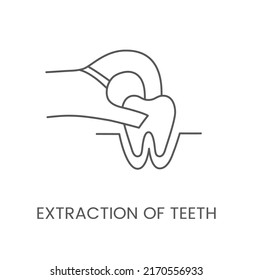 Linear icon extraction of teeth. Vector illustration for dental clinic