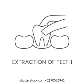 Linear icon extraction of teeth. Vector illustration for dental clinic