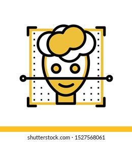 Linear icon of Face ID,. Virtual and augmented reality gadgets. Suitable for banners, mobile application, website, interfaces