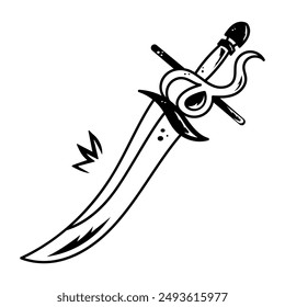 A linear icon of fantasy weapon 