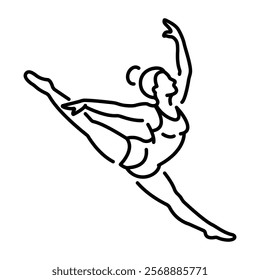 A linear icon of female gymnast leap 