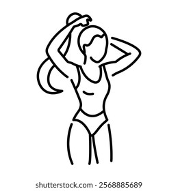 A linear icon of female gymnastic hairstyle 