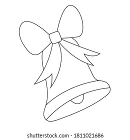 Linear icon festive bell with ribbon for christmas. Holiday icon. Trendy flat design.