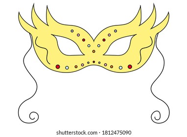 
Linear icon festive yellow mask with pattern for carnival. Holiday icon. Trendy flat design.