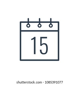 Linear icon of the fifteenth day of the calendar.