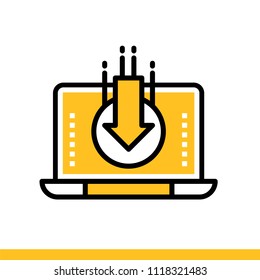 Linear icon File download. Data computing and internet technology icon. Suitable for print, website and presentation