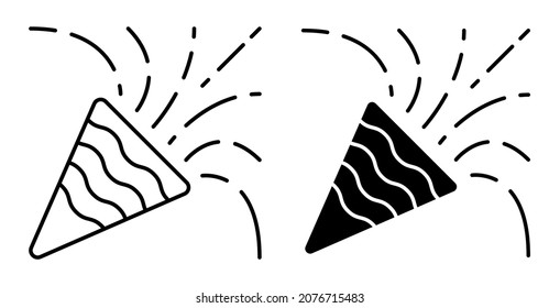 Linear icon. Fireworks sparks scatter their firecrackers. New Year festive pyrotechnics. Simple black and white vector isolated on white background