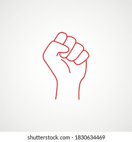 Linear icon of the fist of rebellion. Minimalist communist emblem. Vector