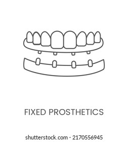 Linear icon fixed prosthetics. Vector illustration for dental clinic