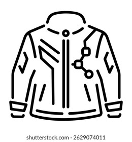 A linear icon of futuristic smart jacket 