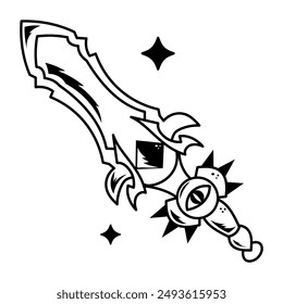 A linear icon of gaming weapon 