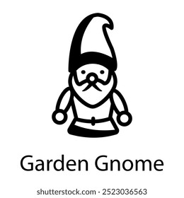 Um ícone linear do personagem do gnomo do jardim 
