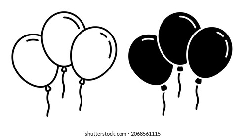 Linear icon. Garland of balloons to decorate special occasions, birthdays and holiday greeting cards. Simple black and white vector isolated on white background