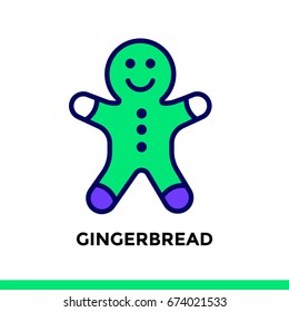 Linear icon GINGERBREAD of bakery, cooking. Pictogram in outline style. Suitable for mobile apps, websites and presentation