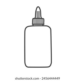 Linear icon of glue, an adhesive tool for sticking materials together. This black and white vector illustration features a simple, minimalistic design in a linear style.