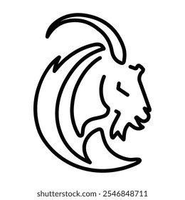 Um ícone linear de tatuagem de cabra 