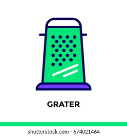 Linear icon GRATER of bakery, cooking. Pictogram in outline style. Suitable for mobile apps, websites and presentation