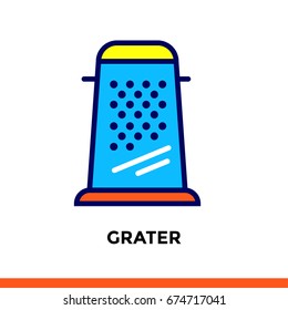 Linear icon GRATER of bakery, cooking. Pictogram in outline style. Suitable for mobile apps, websites and design templates