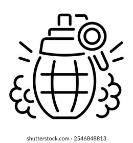 Um ícone linear de um design de tatuagem de granada