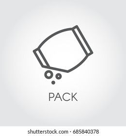 Linear icon of grocery bag with abstract bulk ingredient. Culinary concept. Vector outline logo on a gray background