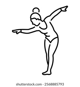 A linear icon of gymnastic woman wear leotard dress 