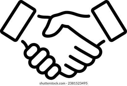 Linear icon of handshake as concept of business agreement or arrangement