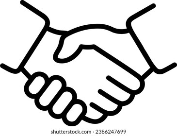 Linear icon of handshake of two hands as concept of trust, commitment and partnership