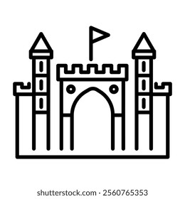 A linear icon of historical castle gate 