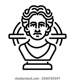 A linear icon of a historical head sculpture 